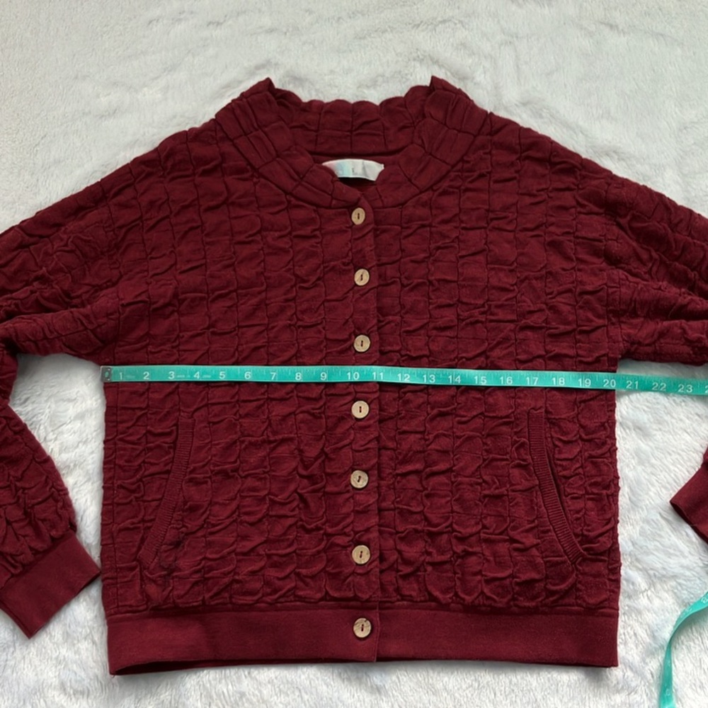 Like New Free People Beach Sunny Sweater Bomber Cardigan in Wild Garnet, Large - Picture 3 of 7